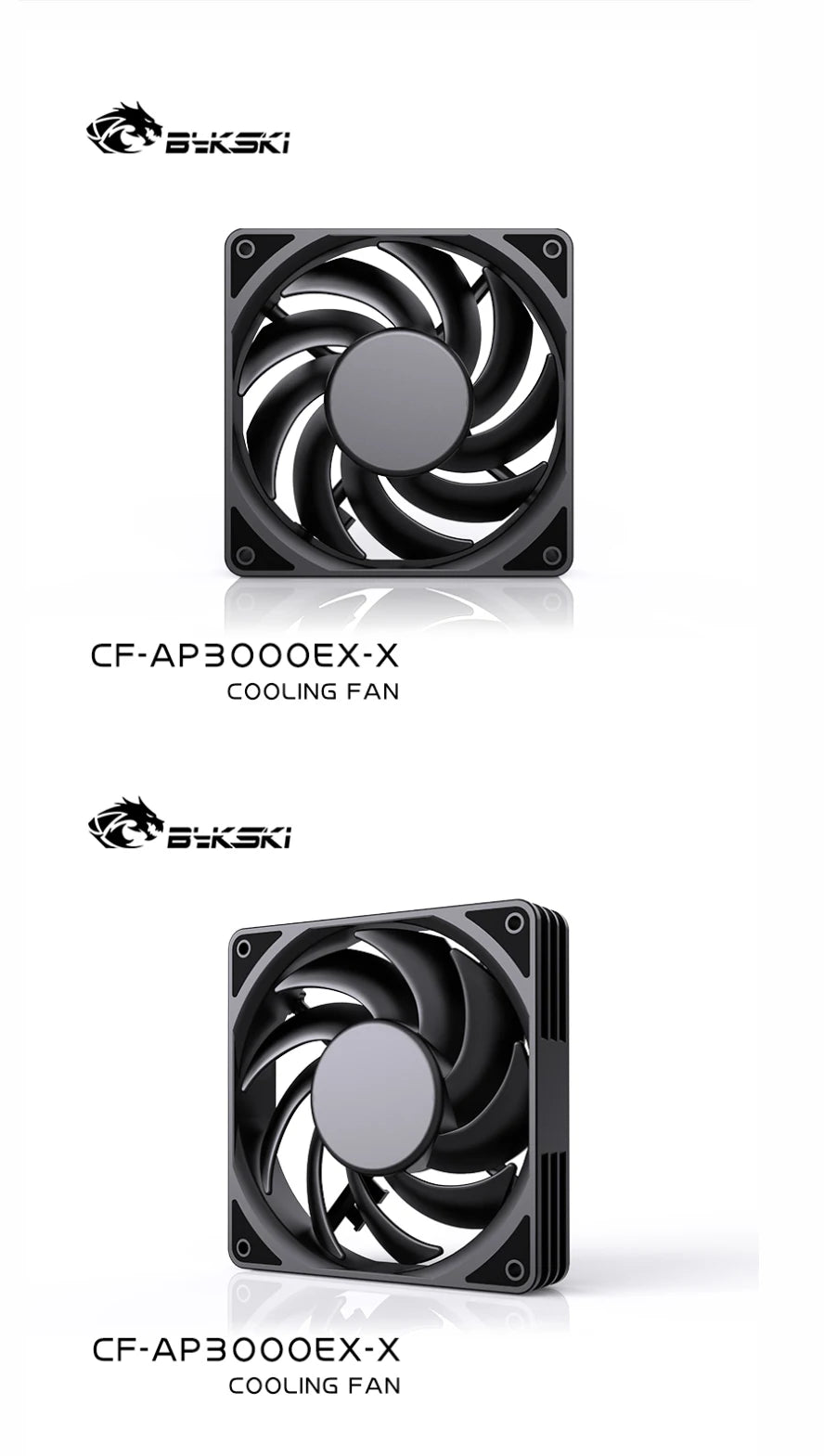 Bykski 120mm Fan Use for Water Cooling Radiator Computer PC Case 3008RPM Heatsink  Support PWM  CF-AP3000EX-X / CF-RBW3000EX-X