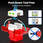 AMPCOM CAT6A CAT6 Tool Less Keystone Jack,  RJ45 UTP Keystone Module Adapter No Punch-Down Tool Couplers Modular Connector