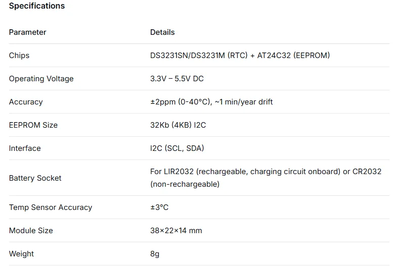 DS3231 AT24C32 IIC Precision RTC Real Time Clock Memory Module Without Battery 3.3V-5V for Arduino ESP32 Temperature Compensated