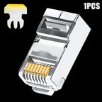 Cat7 RJ45 Pass Through Connectors Metal Shielded RJ45 Cat7 Cat6 Cat5 Ends FTP 8P8C Modular Network Plug Connector Adapters