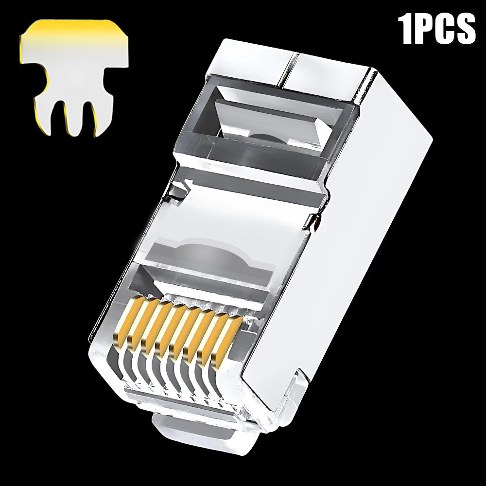 Cat7 RJ45 Pass Through Connectors Metal Shielded RJ45 Cat7 Cat6 Cat5 Ends FTP 8P8C Modular Network Plug Connector Adapters