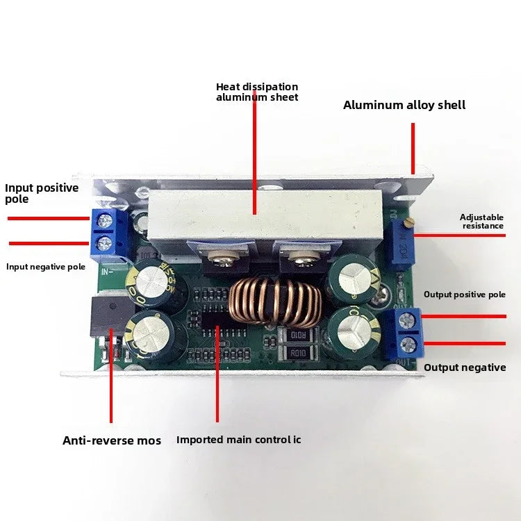 DC-DC Step Down Buck Converter 10-60V to 5V 12V 15V 19V 24V 120W Adjustable Voltage Regulator Power Supply Module High Power Vol