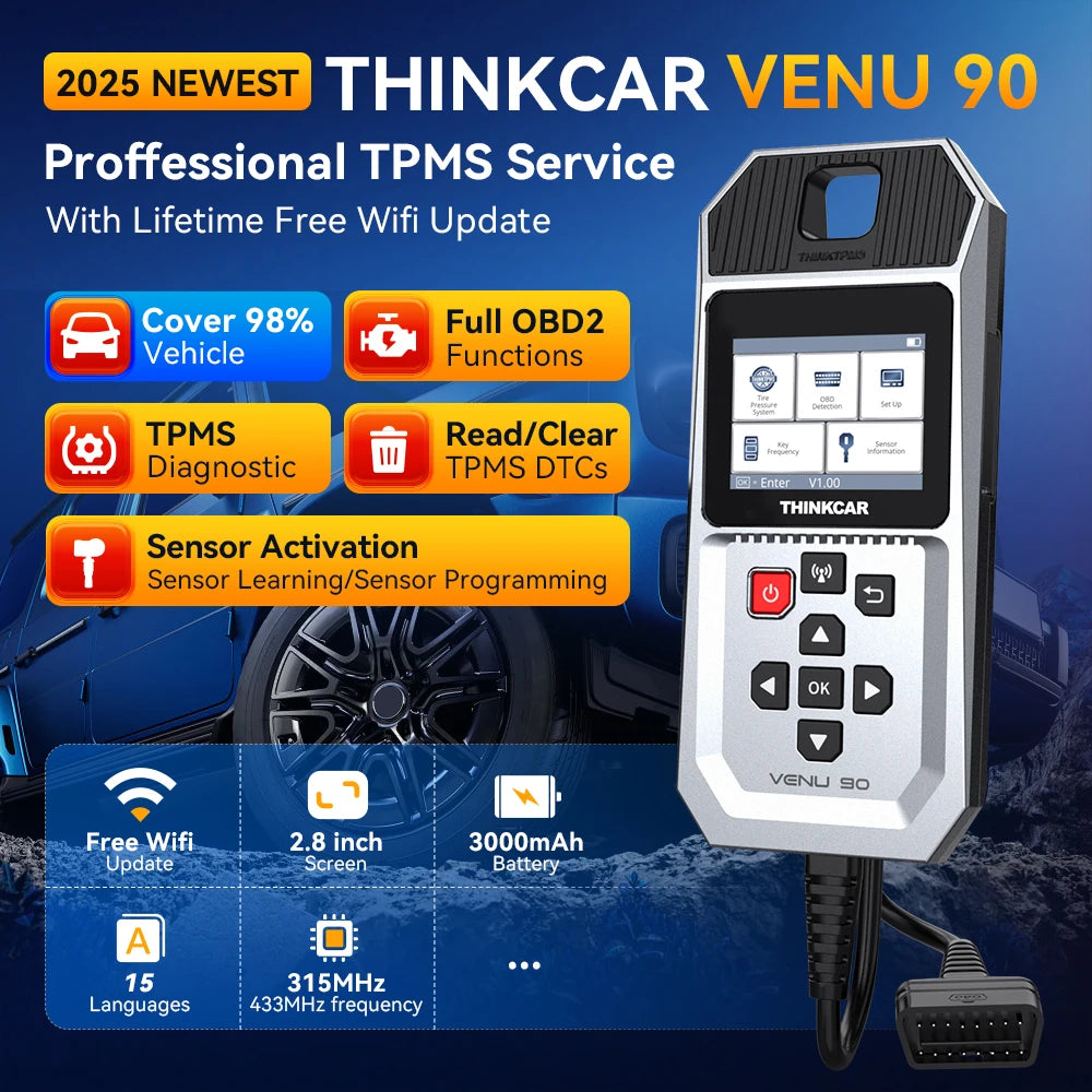 THINKCAR VENU 90 OBD Automotive Tire Pressure Monitoring Sensor TPMS Relearn Activation Programming Car TPMS Diagnostic Tools