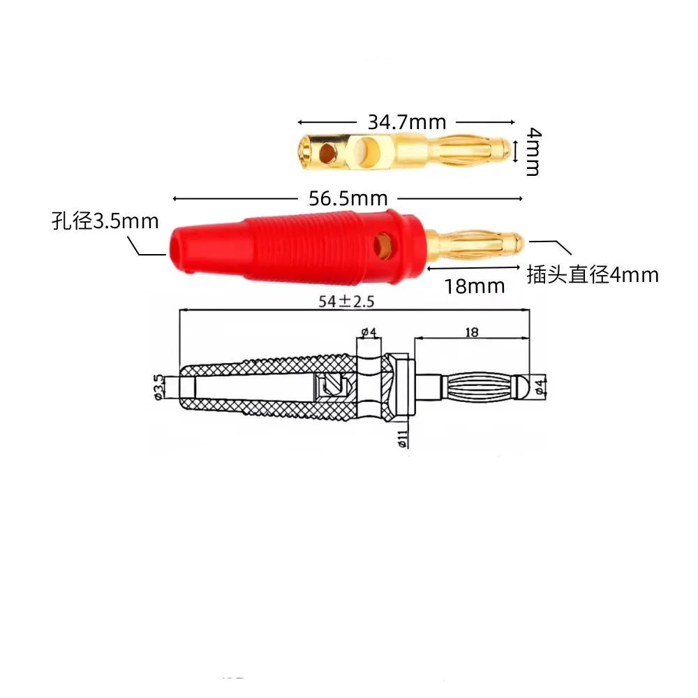 2/5PCS 4mm Gold Plated Banana Plug Speaker Cable Wire Connector Pin Socket Multi-Color for Audio DIY