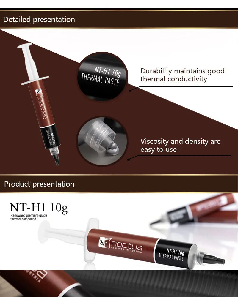 Noctua NT-H2 NT-H1 3.5g 10g Thermal Conductive grease paste For Notebook Graphics CPU Thermal Conductive Grease Chassis Radiator