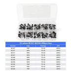 200PCS/Box Transistor Assorted Kit 2N2222 2N3904 2N3906 BC337 BC547 BC557 S8050 S8550 10 values PNP NPN Transistors Triode TO92