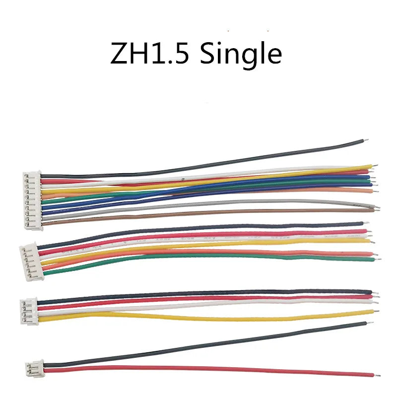 5Pcs JST ZH1.5 1.5mm Pitch Single End Wire Cable 2/3/4/5/6/7/8/9/10Pin 28AWG 10/15/20/30cm DIY Electronic Connector