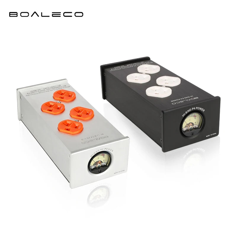 BOALECO P4 Hi-end US Plug HiFi Audio Power Filter Noise  Reduction AC Power Filter 110V-230V Purifier Surge Protection With VU