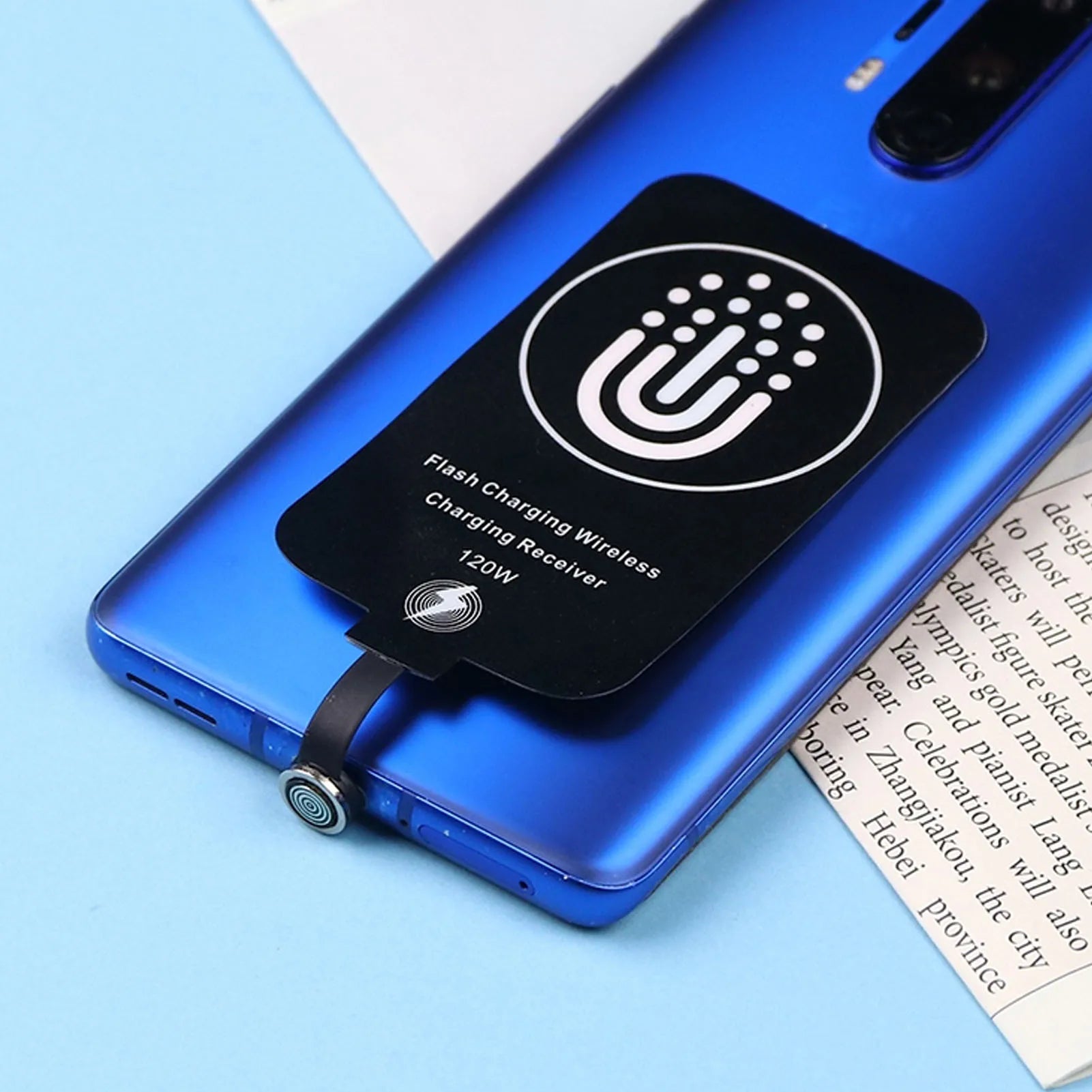Portable 120W TypeC Magnetic Dual Purpose Wireless Charging Receiver 10W Thin Wireless Charging Receiver for Galaxy A51 A40 A20E
