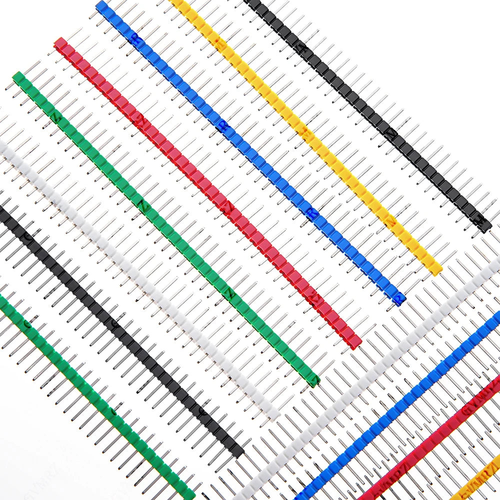 10PCS 2.54mm Blue Green Single Row Male Header 1X40Pin Connector PCB Pin Strip Breakable Pin Header for Arduino Yellow Red
