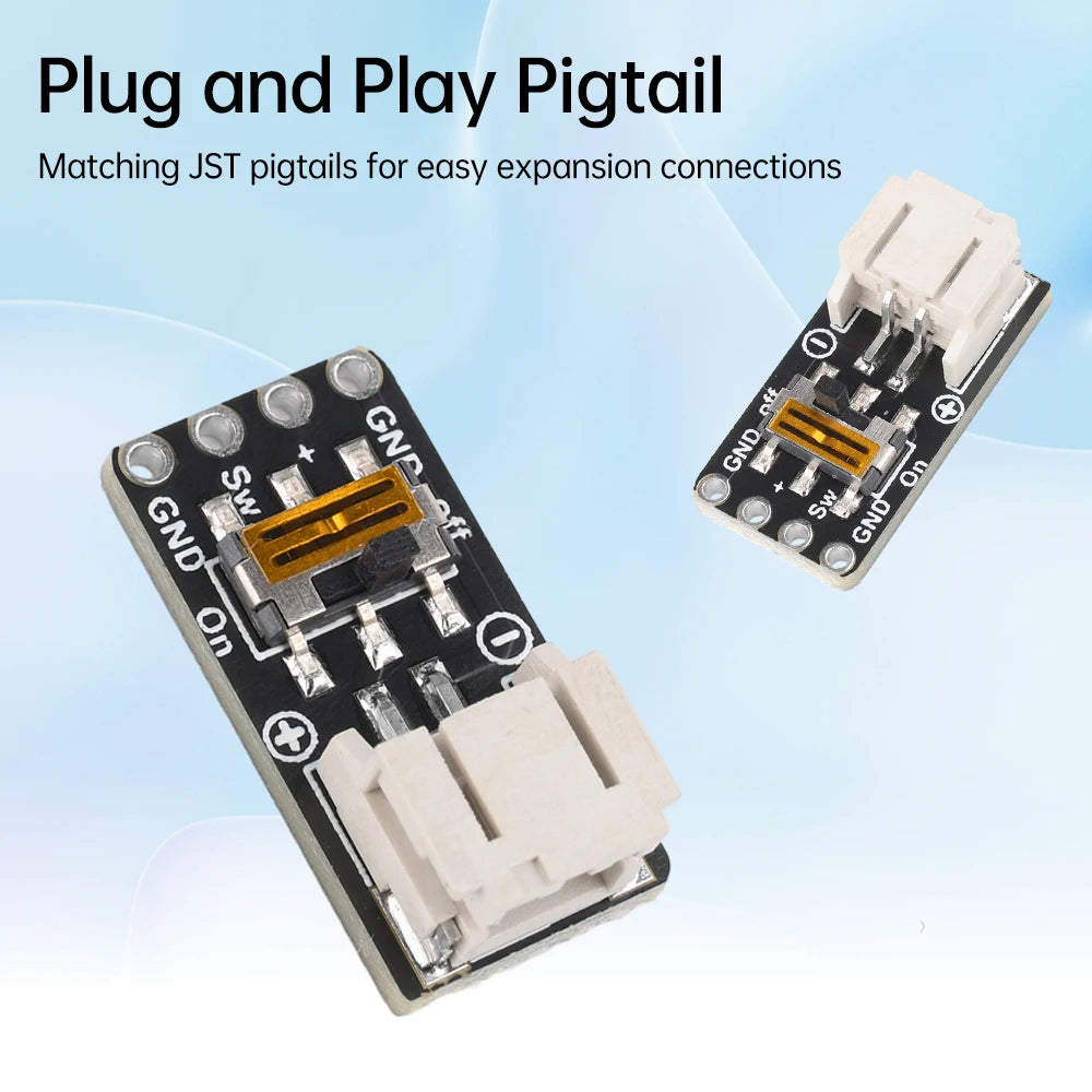 Switched JST-PH 2pin Connector SMT Right Angle Breakout Board Power Module + Pin row Adapt to 1-core Lithium Battery/AAA Battery
