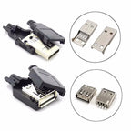 10pcs Type A USB interface (Male/Female), equipped with a black plastic cover, used for computer peripherals and port adapters.