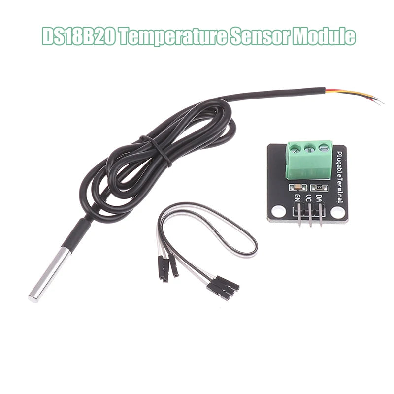 DS18B20 Temperature Sensor Module Waterproof Digital Sensor Cable Stainless Steel Probe Terminal Adapter For Arduino