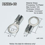 100pcs RNB Brass Ring Bare Terminal Block Connector Cable Lugs Wire Crimping Tips Electrical Connection Strips 12V 2.5mm 4mm 6mm