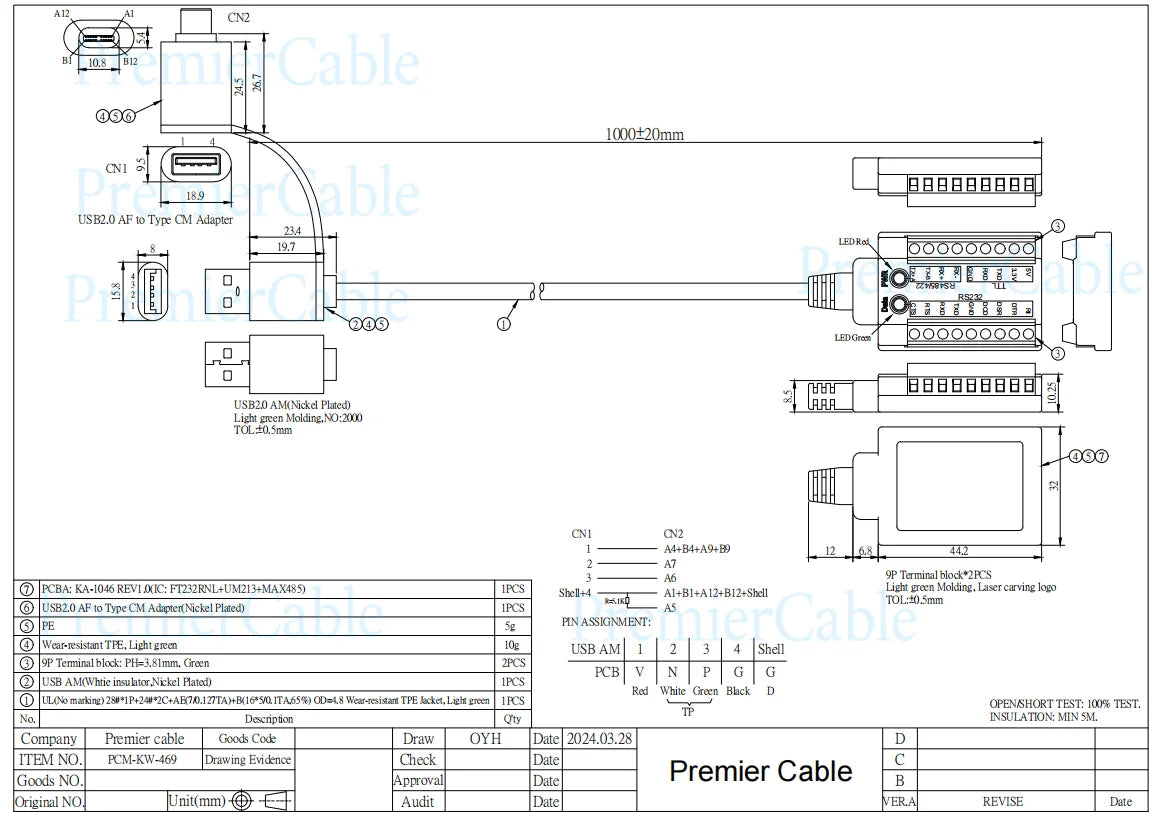 Industrial Grade USB to RS232/485/422/TTL Isolated Converter with FT232RL USB-C to RS232 Serial Cable with FTDI Chip