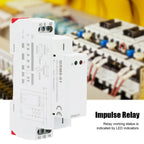 GRM8-01 Impulse Relay 35mm DIN Rail Mount AC/DC12-240V Electronic Impulse Relay 90*18*64mm Impulse Latching Relay