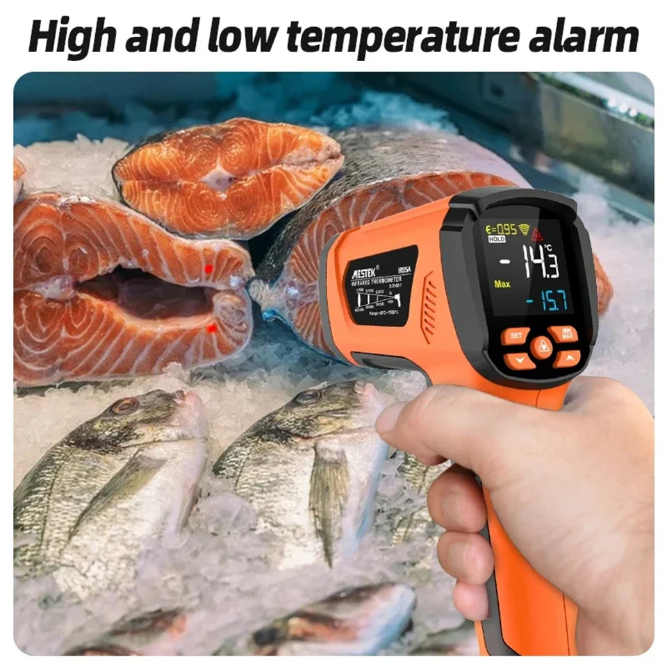 Non-contact Infrared Thermometer -40°C~1600°C High Temperature Meter with K-type Probe Laser Pyrometer Adjust Emissivity