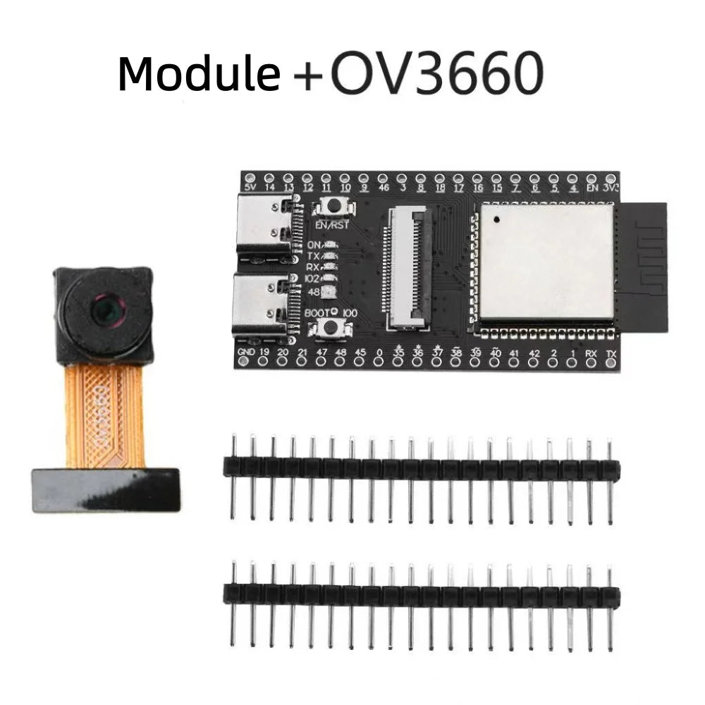 ESP32-S3 CAM Wi-Fi and Bluetooth Development Board, ESP32-S3-WROOM-1 N16R8 Module, OV2640/OV5640/OV3660 Camera, Dual Type-C Port