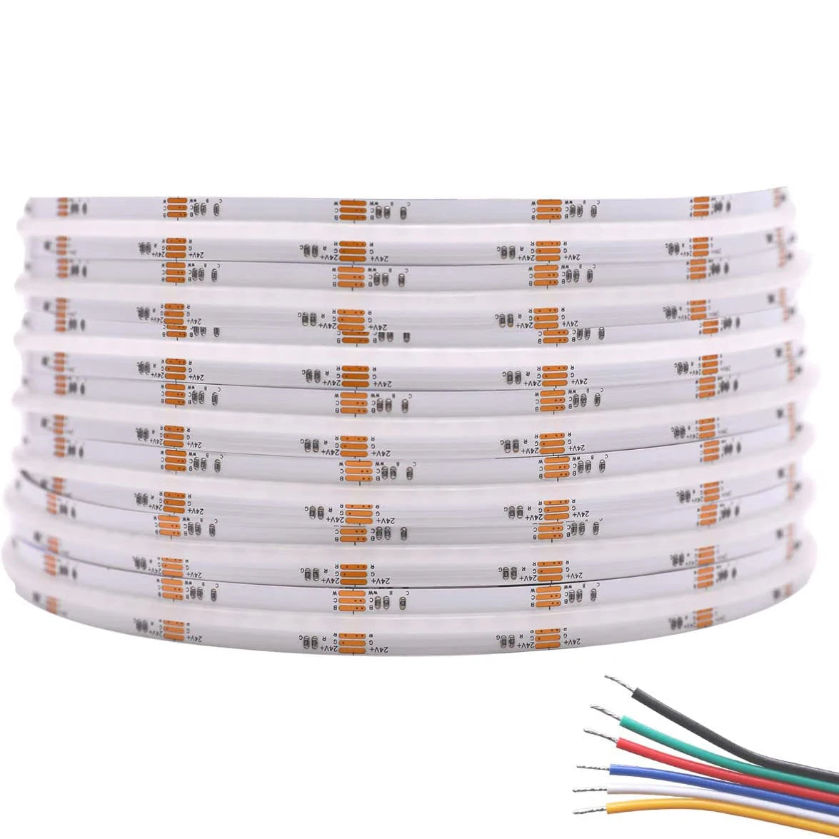 COB RGBCCT LED Strip 6Pin 840leds/m DC24V Light WT5 Wifi  WZ5 Zigbee 5 in 1 LED Controller 2.4G RF Remote Work With Alexa Google