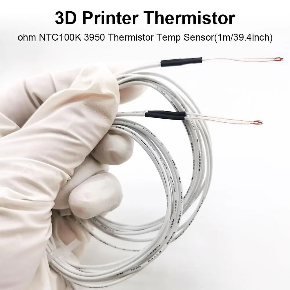 Ender 3 Thermistor 1m/39.4Inches, 3D Printer ohm NTC 100K 3950 Thermistor Temp Sensor Compatible for Creality Ender 3/Ender