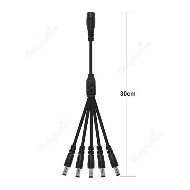 DC Power 1 Female to 2 Male 5.5mm x 2.1mm Barrel Plug Y Splitter Adapter Splitter Cord for Surveillance Camera LED Strip Light