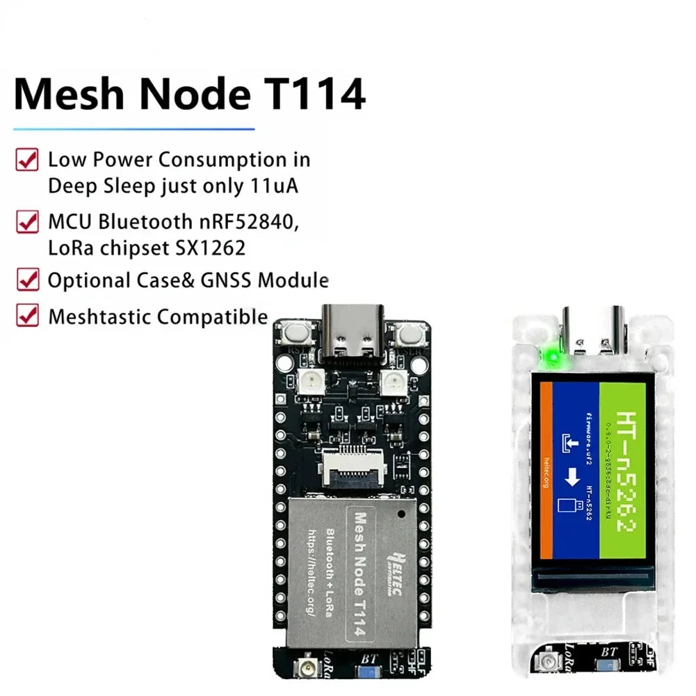 Heltec Mesh Node T114 LoRa BLE 868MHz 915MHz nRF52840 SX1262 TFT Display Low Power Positioning Devboard for Arduino Meshtastic