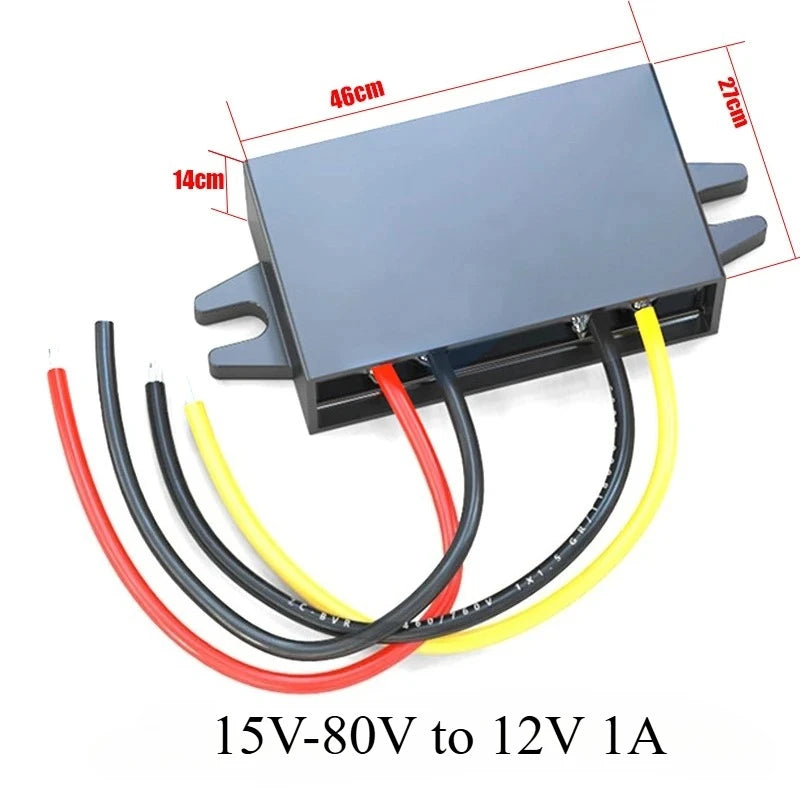 15V-100V 24V 36V 48V 60V 72V to 12V Step Down Buck 1A-5A 12V Voltage Regulator DC Converter Reducer for Golf Cart Car Device