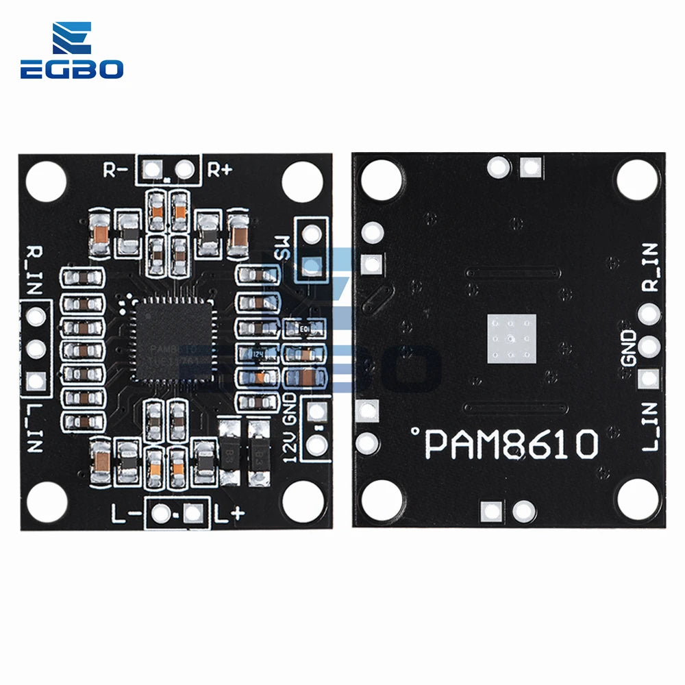 1PCS EGBO Super Slim 2 x 15W PAM8610 Class D Digital Dual Power Audio Amplifier Board 12V black
