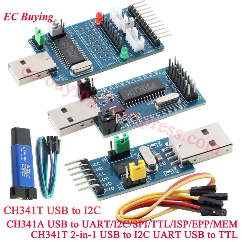 CH341A Programmer USB to SPI I2C IIC UART TTL ISP Serial Adapter Module EPP/MEM Converter Brush Debugging RS232 RS485 CH341T