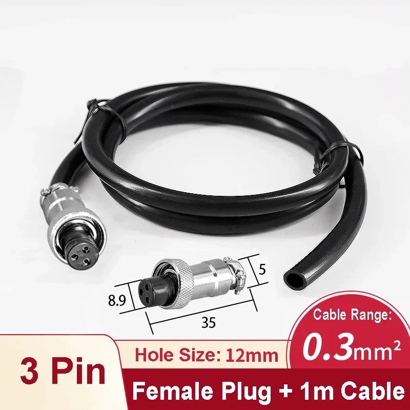 GX12 Female Plug Socket Waterproof M12 Circular Aviation Connector 2Pin 3Pin 4Pin 5Pin 6Pin 7Pin 1m 2m Extension Cable Wire