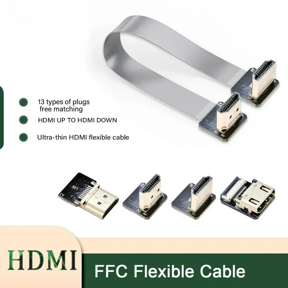 Suitable for HDMI-A1 A2 A3 A4 FFC Flexible Cable FPC Aerial Video Male Female 20P Shielded Cord PC Computer Gimbal Adapter Elbow