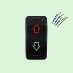 UP DOWN ARROWS Momentary Rocker Switch 7P (ON)-OFF-(ON) DPDT Retractive Switch + Wires for Car Boat Marine Vehicle Yacht Ship