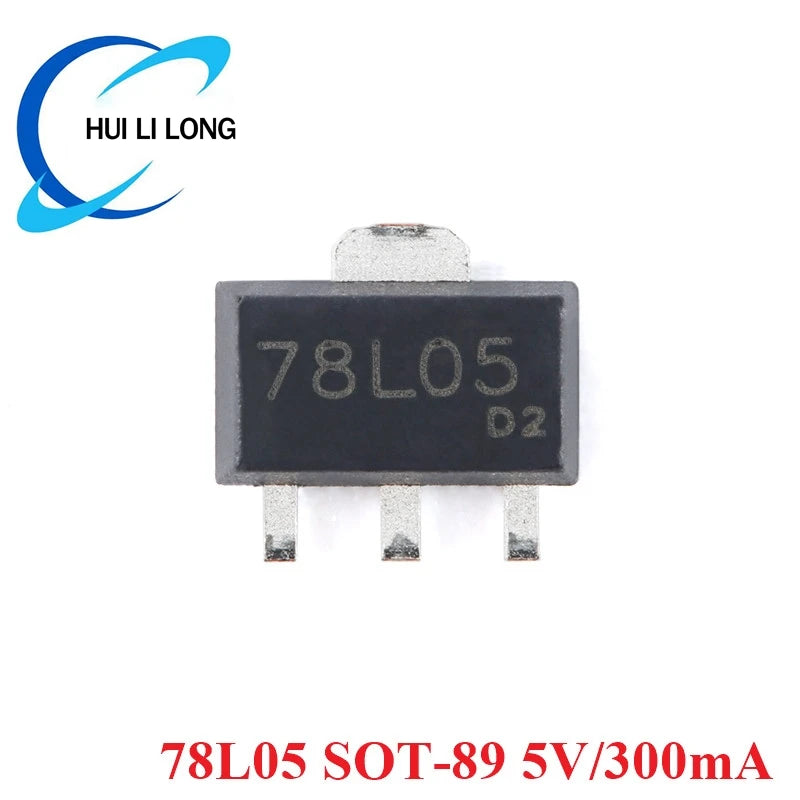 100pcs/20pcs 78L05 SOT89 7805 SOT-89 Output 5V 100mA/150mA/300mA 0.1A/0.15A/3A Linear Voltage Regulator Triode Chip IC  Original