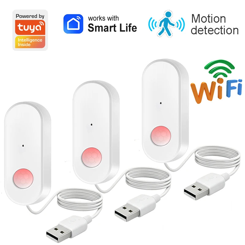WiFi Human Motion Sensor PIR Infrared Detector Works With Tuya Smart Life APP Home Security Anti-theft Devices Support Alexa