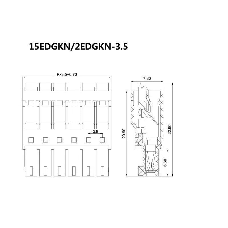 KF2EDGKN 3.5MM 2P ~ 12P PCB PLUG-IN TERMINAL BlOCKS  15EDGKN-3.5