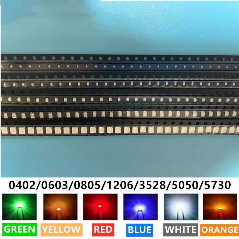 0402 0603 0805 1206 3528 5050 5730 3020 3014 4014 SMD LED Red Yellow Green White Blue Orange light emitting diode 100pcs/lot