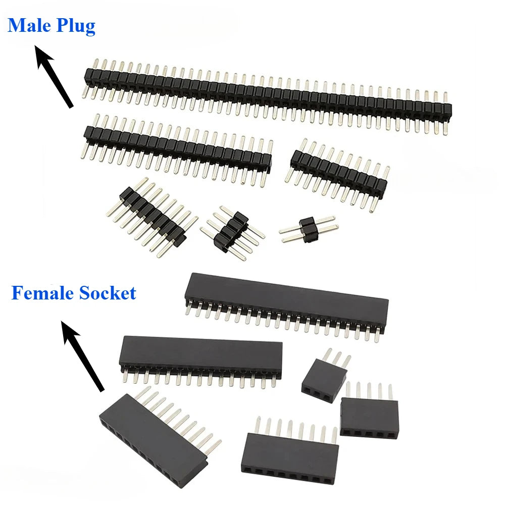 10Pcs 1.27 mm Single Row Male Female Plug Socket Breakaway PCB Board Pin Header Connector 1.27 Strip Pinheader 2P-50 Pin