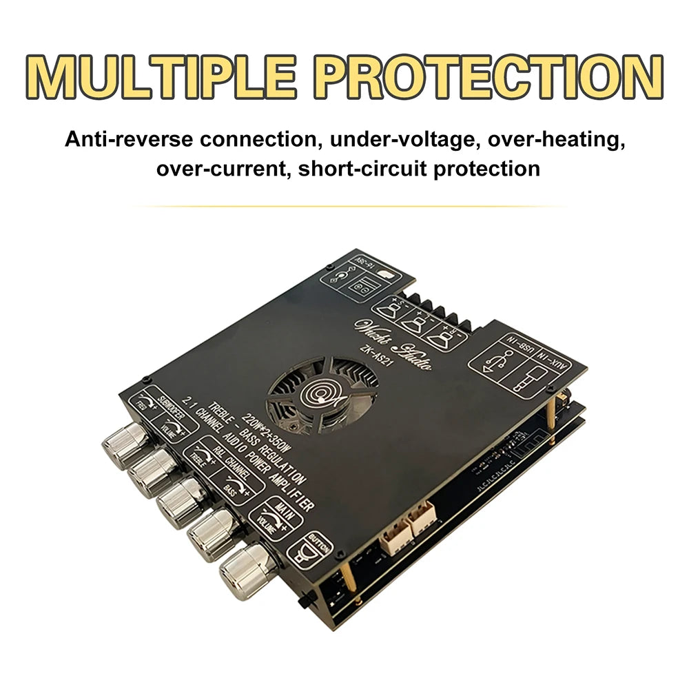 DC 16-38V ZK-AS1 2G Second Generation Upgraded 2.1-channel TPA3255 Bluetooth Digital Amplifier Board Module 220W+220W+350W