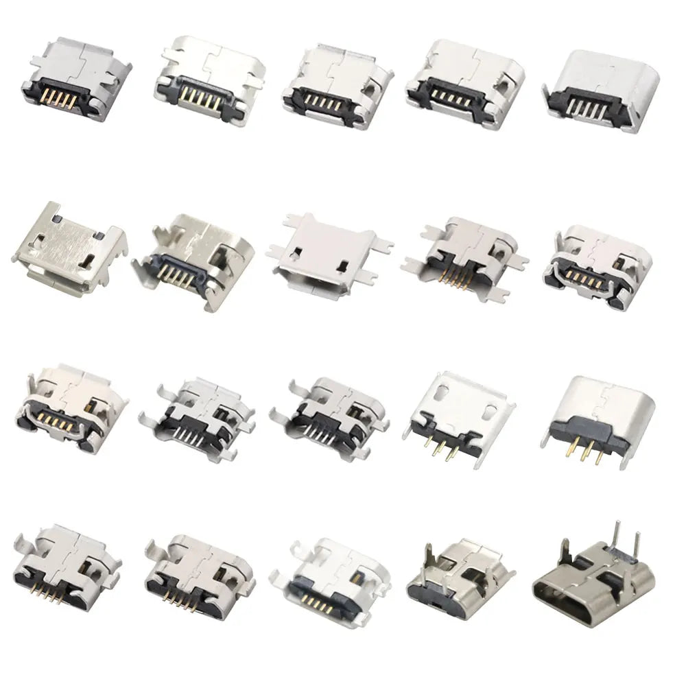 10PCS Micro USB 2P 5P Jack Charging Port Plug Dock Charger DIP SMD For Phone Tabletels Speakers Etc Port Socket Power Connector