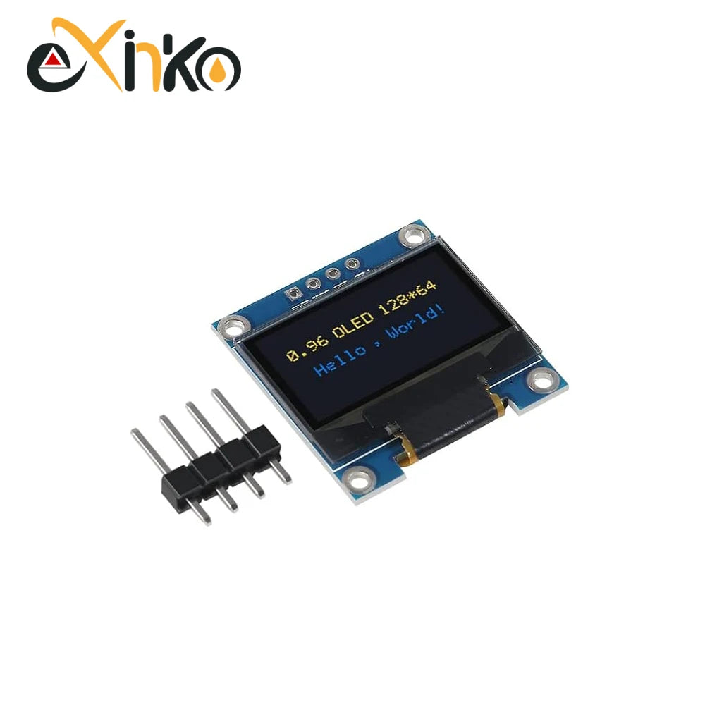 0.96 Inch OLED Display Module SSD1315 I2C IIC SPI Serial 128X64 LCD 4 Pin YellowBlue White for Arduino Pin Headers Soldered