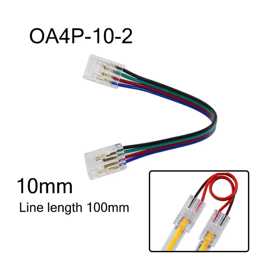 COB Led Strip Connector Light Strip Wire Connectors 2 3 4 Pin L-shaped For 5 8 10mm Width PCB Single Color RGB CCT Strip