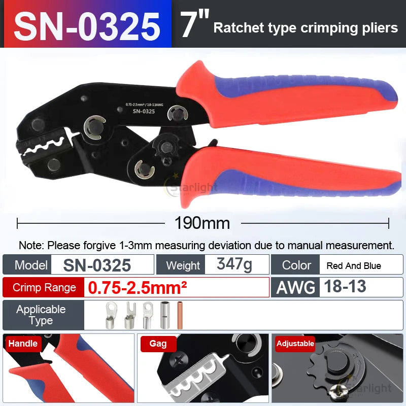 SN-58B 2549 2546B Crimping Tool For Solar & Coax Connectors Dupont JST MOLEX Terminals,No/Pre Insulated Ferrules,Butt Connectors