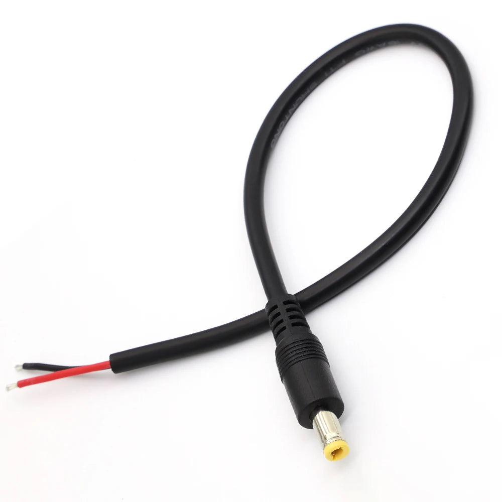 1/3/5/10Pc 18AWG DC5.5*2.1mm / 5.5*2.5mm Male Plug to Bare Wire Open End Power Wire Supply Repair Cable Connector Pigtails DIY