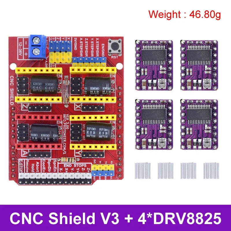 TZTUNO R3 With USB Cable + CNC Shield V3 Engraving Machine 3D Printe+ 4pcs DRV8825 Or A4988 Driver Expansion Board For Arduino
