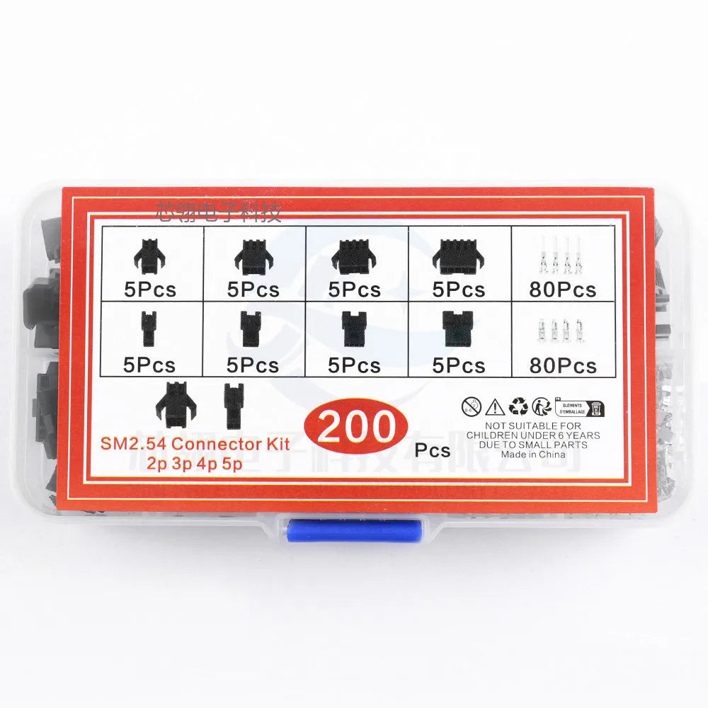 200PCS SM2.54mm Pitch 2/3/4/5Pin JST SM Connectors Male and Female Header Plug Housing Pin Connectors Crimp Terminal Adapter