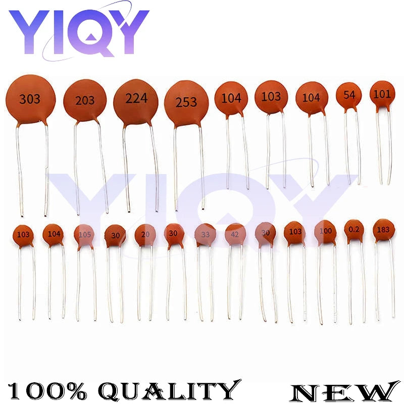100PCS Ceramic dielectric capacity 1pF -100nF 104 4.7PF 10PF 22PF 33PF 47PF 100PF 220PF 2PF 3PF 33PF 470PF 1NF 2.2NF 47NF 50V