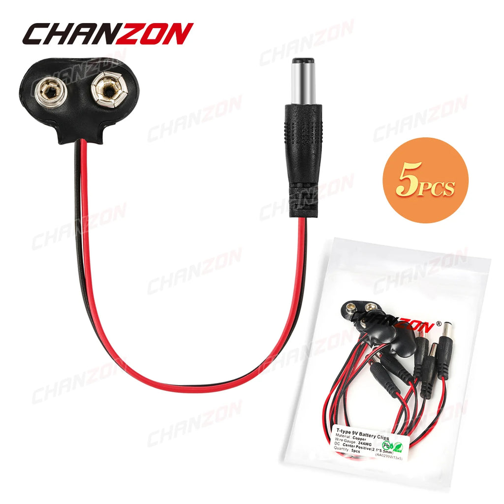 9V Battery Connector Power Clips DC Jack Male Female Alligator Snap Adapter Wire Holder Cable 9 Volt Lead Socket Plug Barrel