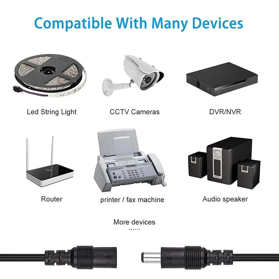 50cm 14AWG DC connector Power socket Cable Plug Wire Male & Female 15A 5.5x2.1mm 2.5mm For LED light Strip CCTV Cameras