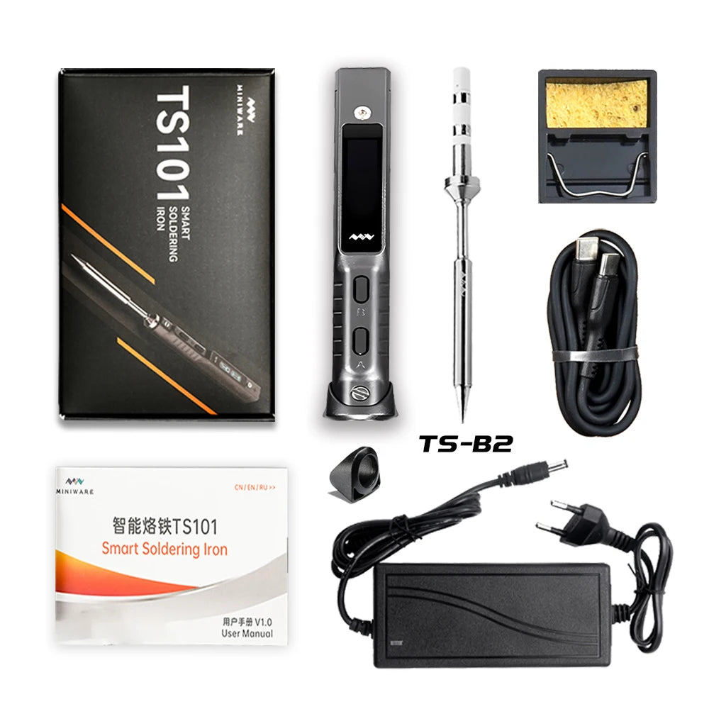 Original TS101 Electric Soldering Iron Adjustable Temperature Digital USB Mini Solder Station 90W TS100 TS 101 Upgrade With Tips