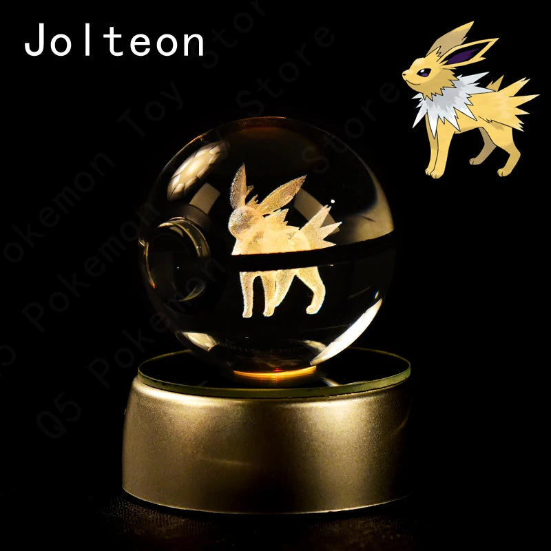 Pokemon Crystal Ball 3D Mewtwo Pikachu Gengar Pokeball 3D Night Light Lamp Glass Statue Pokemon Crystal Ball Birthday Gift